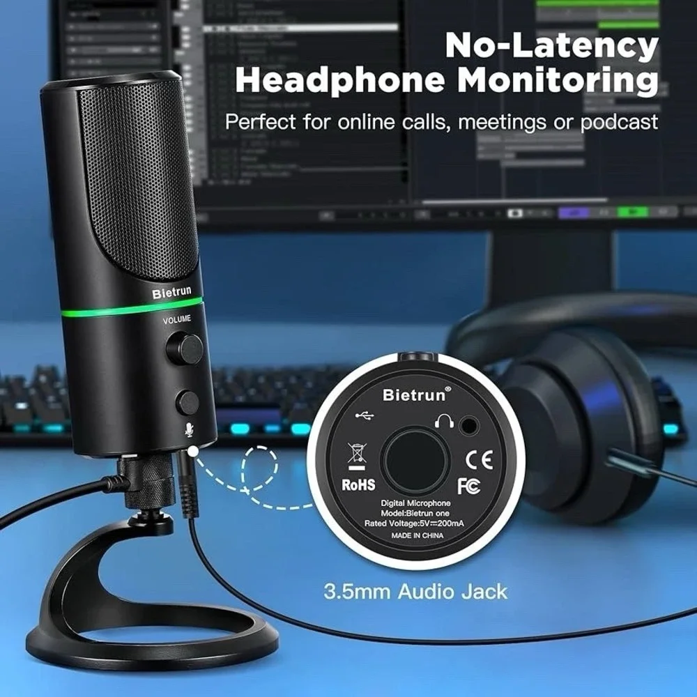 Bietrun One USB Gaming Microphone NEW Plug Play Mute Streaming *No box